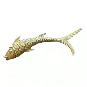 Monet Gold-Tone Long Koi Fish Brooch, Signed